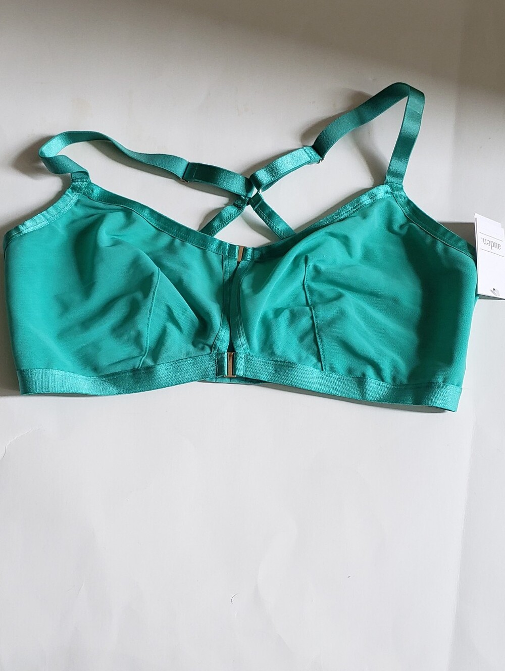 Auden Unlined Bralette NWT XXL Green Teal Adjustable Straps Comfort Bra